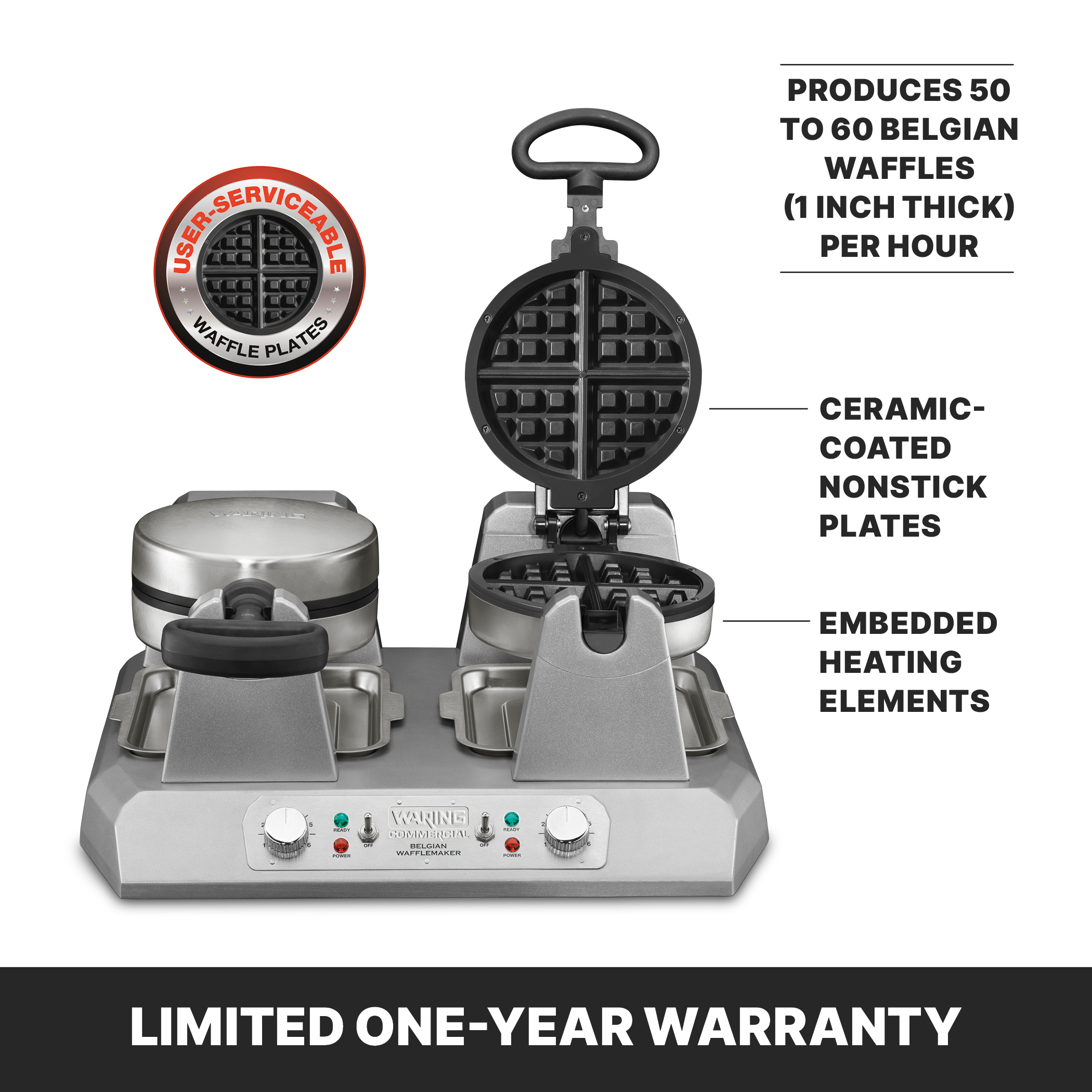 Side-by-Side Single Belgian Waffle Maker
